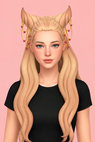 Hair Alexandria custom content (CC) for Sims 4 by LamaLamaLove