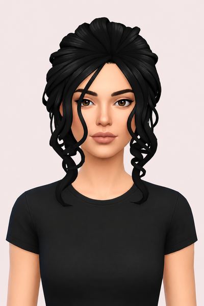 Hair Stephania custom content (CC) for Sims 4 by LamaLamaLove