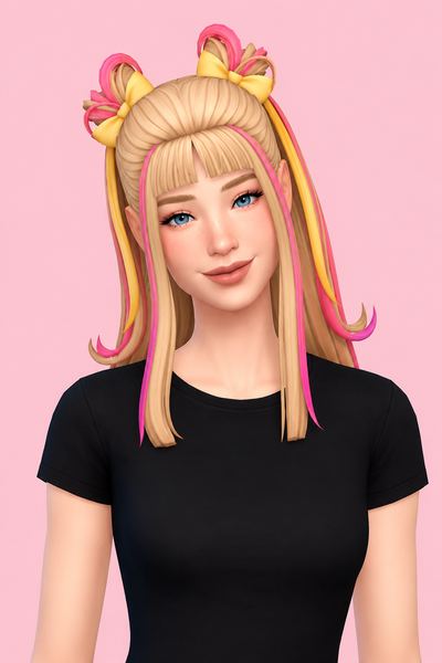 Hair Chelle custom content (CC) for Sims 4 by LamaLamaLove