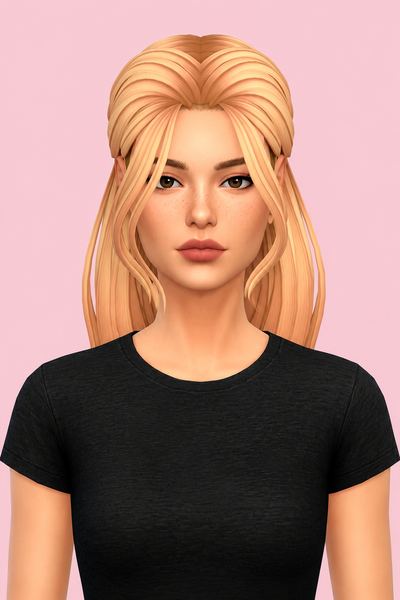 Hair Lillia custom content (CC) for Sims 4 by LamaLamaLove