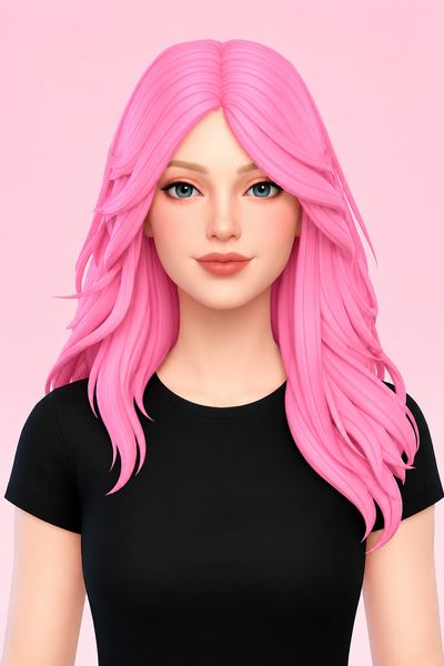 Hair Halsey custom content (CC) for Sims 4 by LamaLamaLove