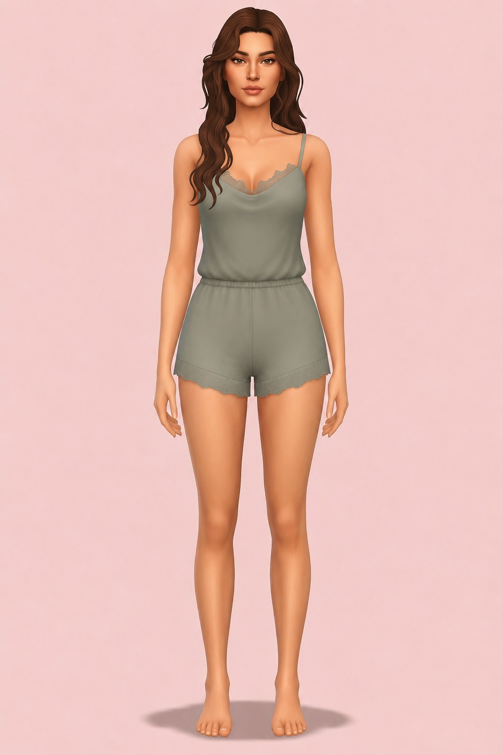 Mono de pijama custom content (CC) for Sims 4 by vixonspixels