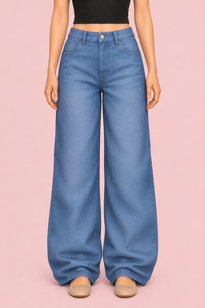Denim Wide Pants custom content (CC) for Sims 4 by JINOSIMS