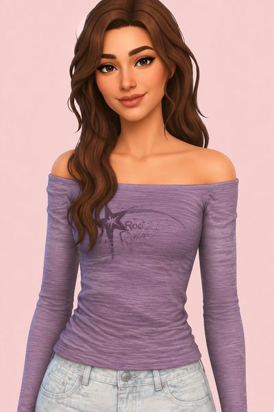 Offshoulder Long Sleeve Shirt custom content (CC) for Sims 4 by JINOSIMS