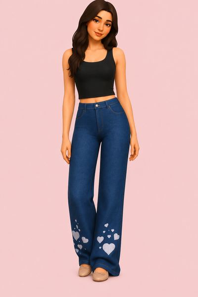 Alizee Denim Pants custom content (CC) for Sims 4 by BlueCraving