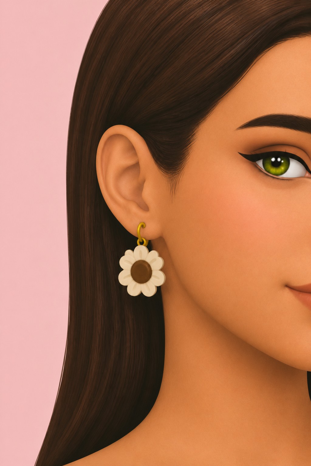 Sunflower Earring custom content (CC) for Sims 4 by huien
