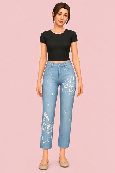 Silver Light Jeans Kids Conversion custom content (CC) for Sims 4 by soolani