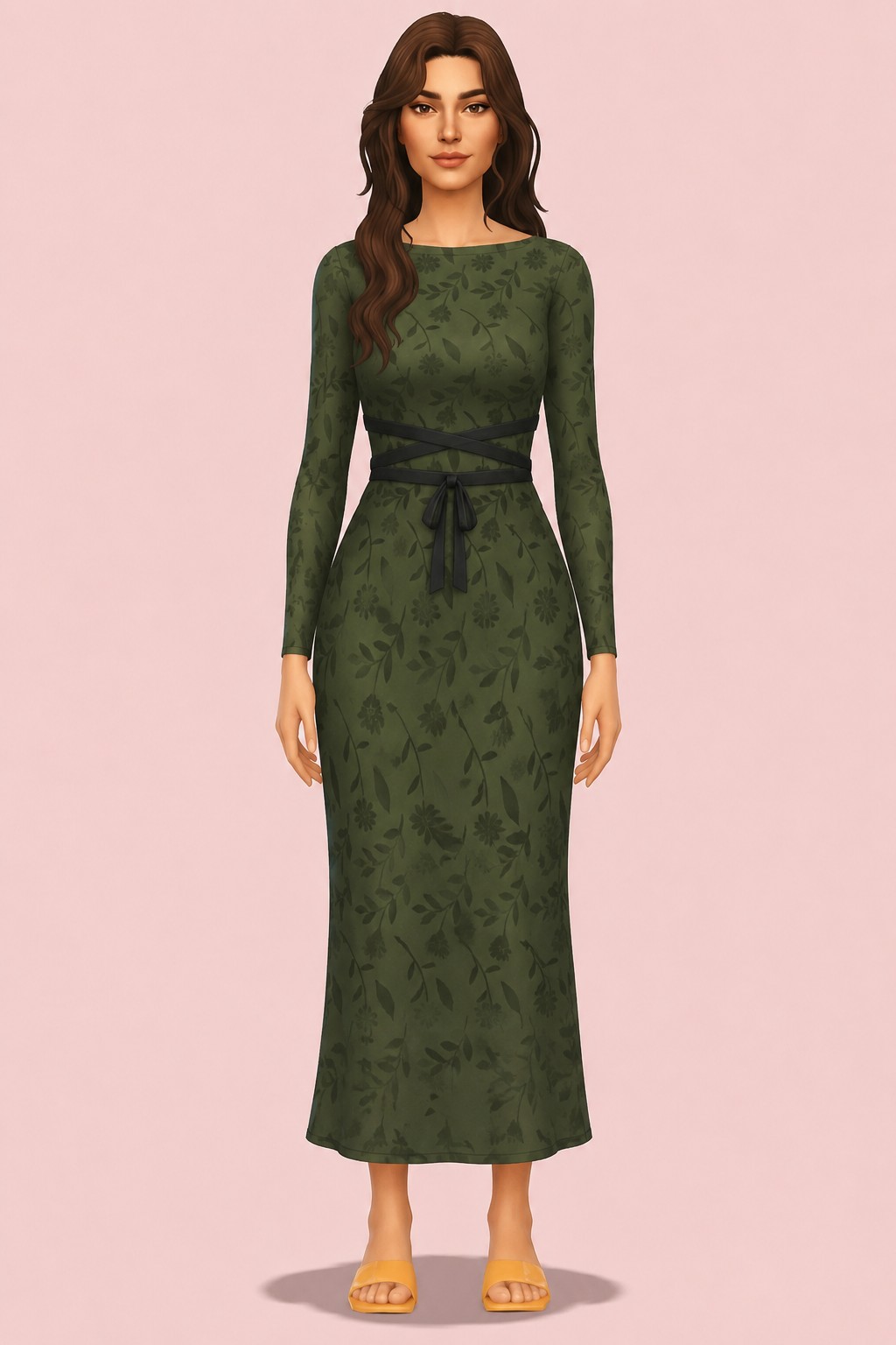 Vestido largo custom content (CC) for Sims 4 by LiyahSim