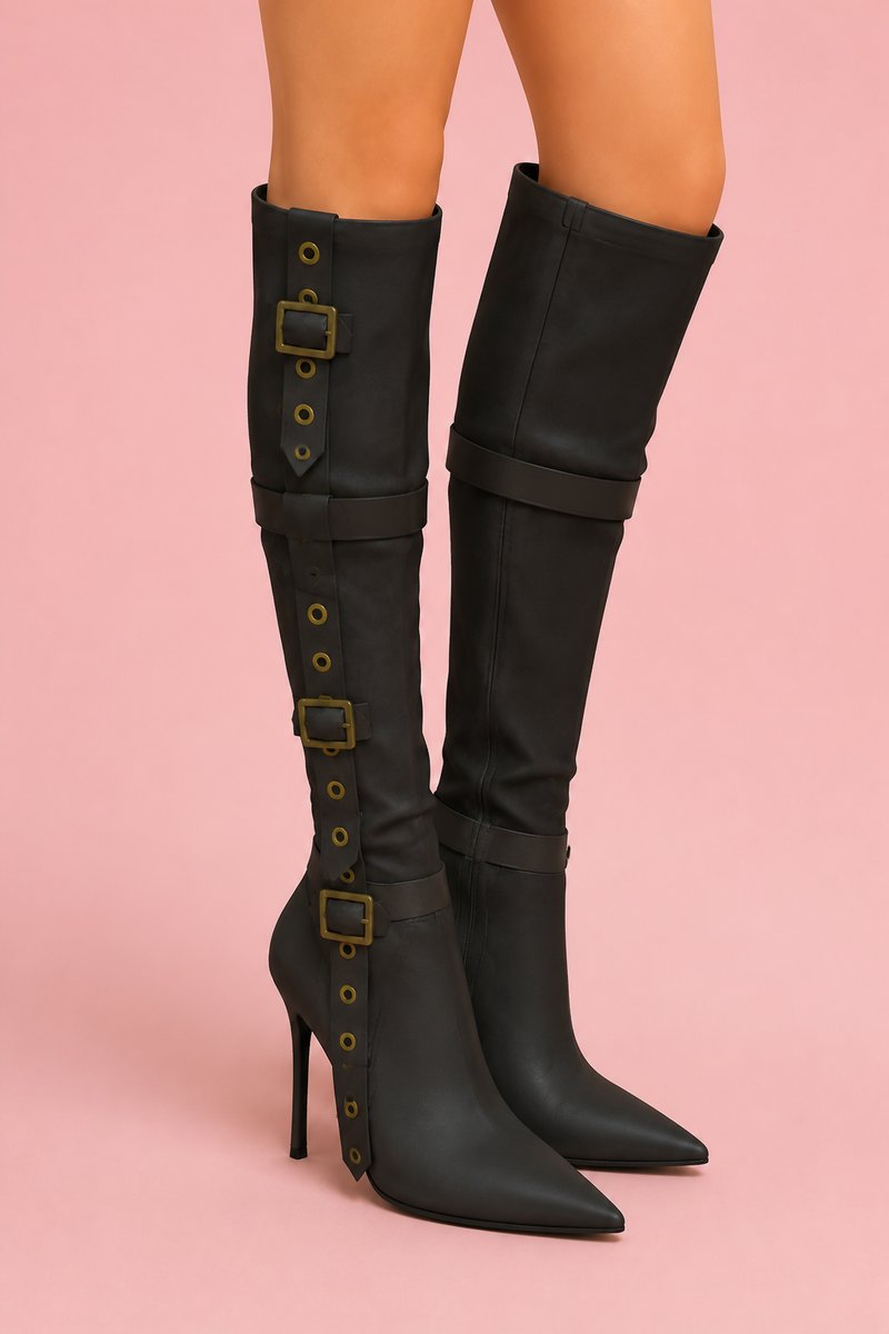 Fanci Club Belt Buckle Long Boots