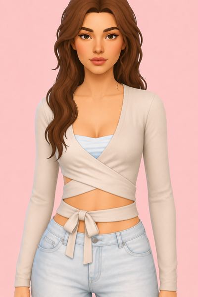 Cross Ribbon Top custom content (CC) for Sims 4 by korkassims
