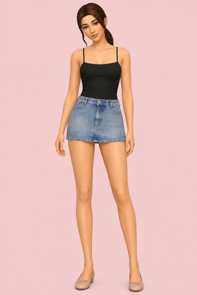 Mini Denim Skirt custom content (CC) for Sims 4 by mermalade