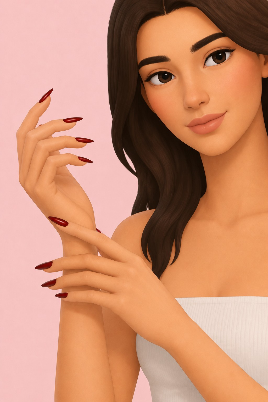 Nail It - Long Almond custom content (CC) for Sims 4 by BlueCraving
