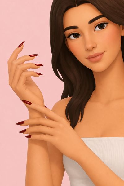 Nail It - Long Almond custom content (CC) for Sims 4 by BlueCraving