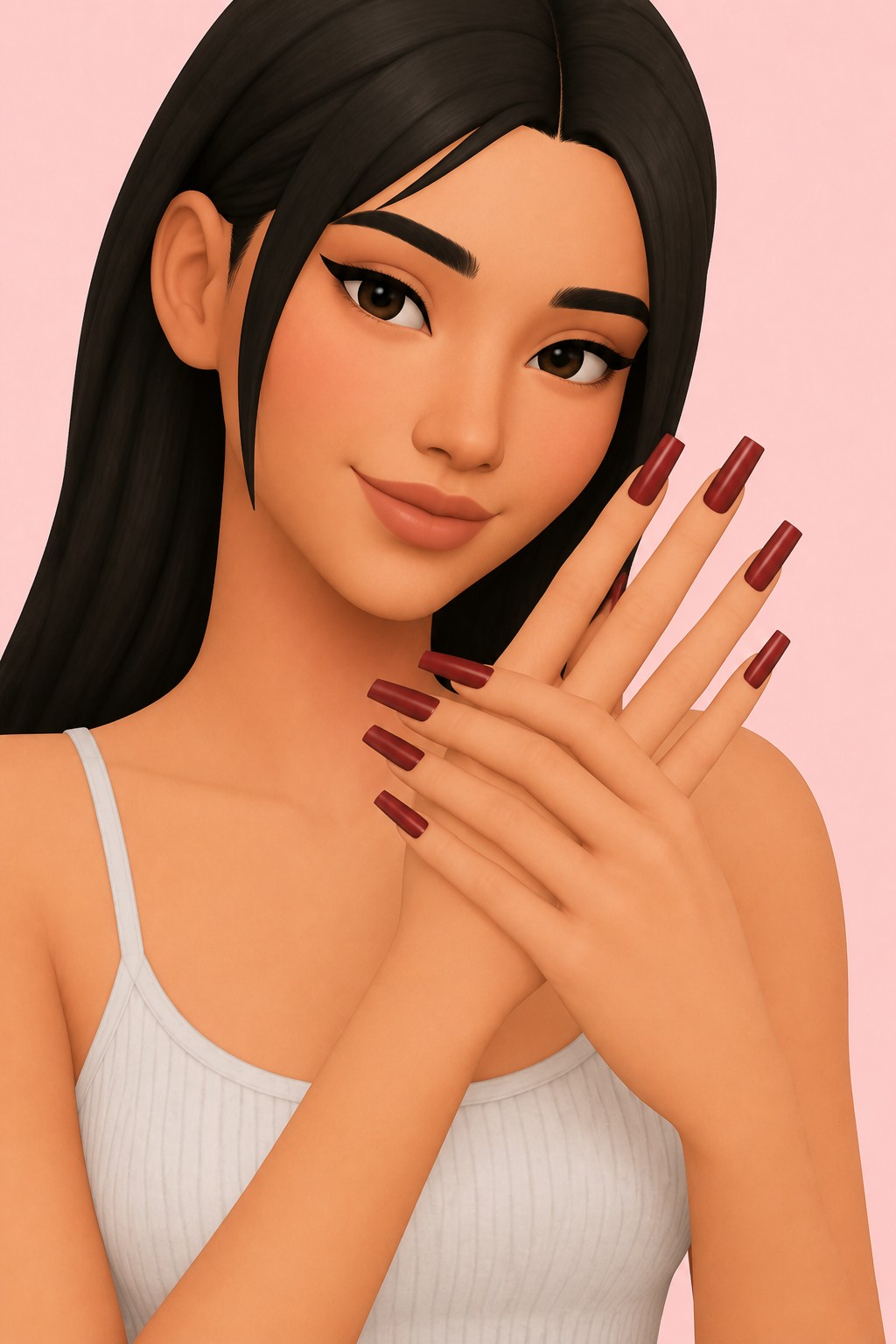 Nail It - Long Square custom content (CC) for Sims 4 by BlueCraving