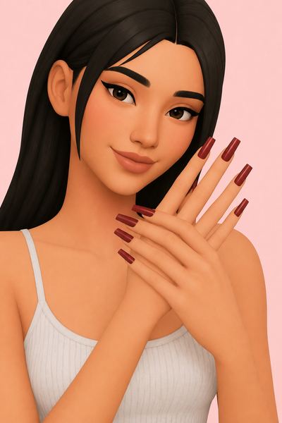 Nail It - Long Square custom content (CC) for Sims 4 by BlueCraving