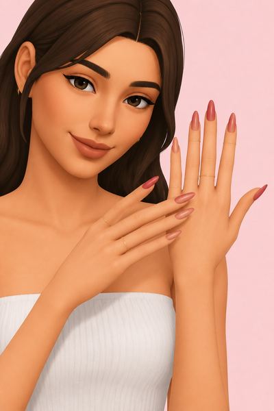 Nail It - Medium Almond custom content (CC) for Sims 4 by BlueCraving
