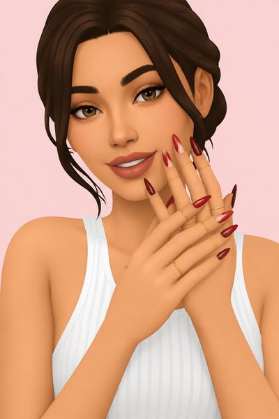 Nail It - Medium Stiletto custom content (CC) for Sims 4 by BlueCraving