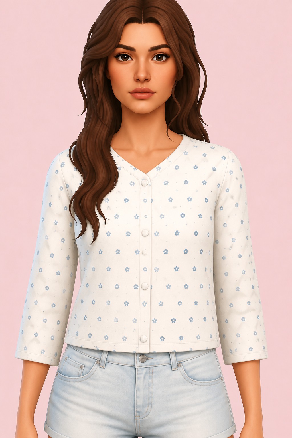 Button Up Top custom content (CC) for Sims 4 by Vidasimss
