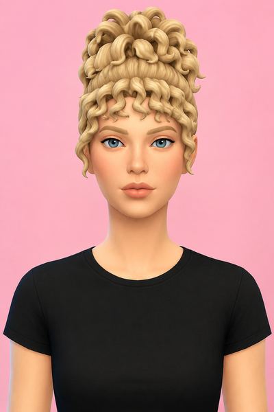 Zuri curly bun custom content (CC) for Sims 4 by LucieLouSims