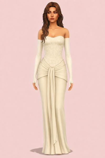 Haylee Lace Dress custom content (CC) for Sims 4 by backtrackcc