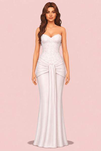 Lace Long Corset Dress custom content (CC) for Sims 4 by backtrackcc