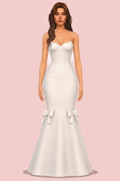 Aurelia Wedding Dress custom content (CC) for Sims 4 by camuflaje