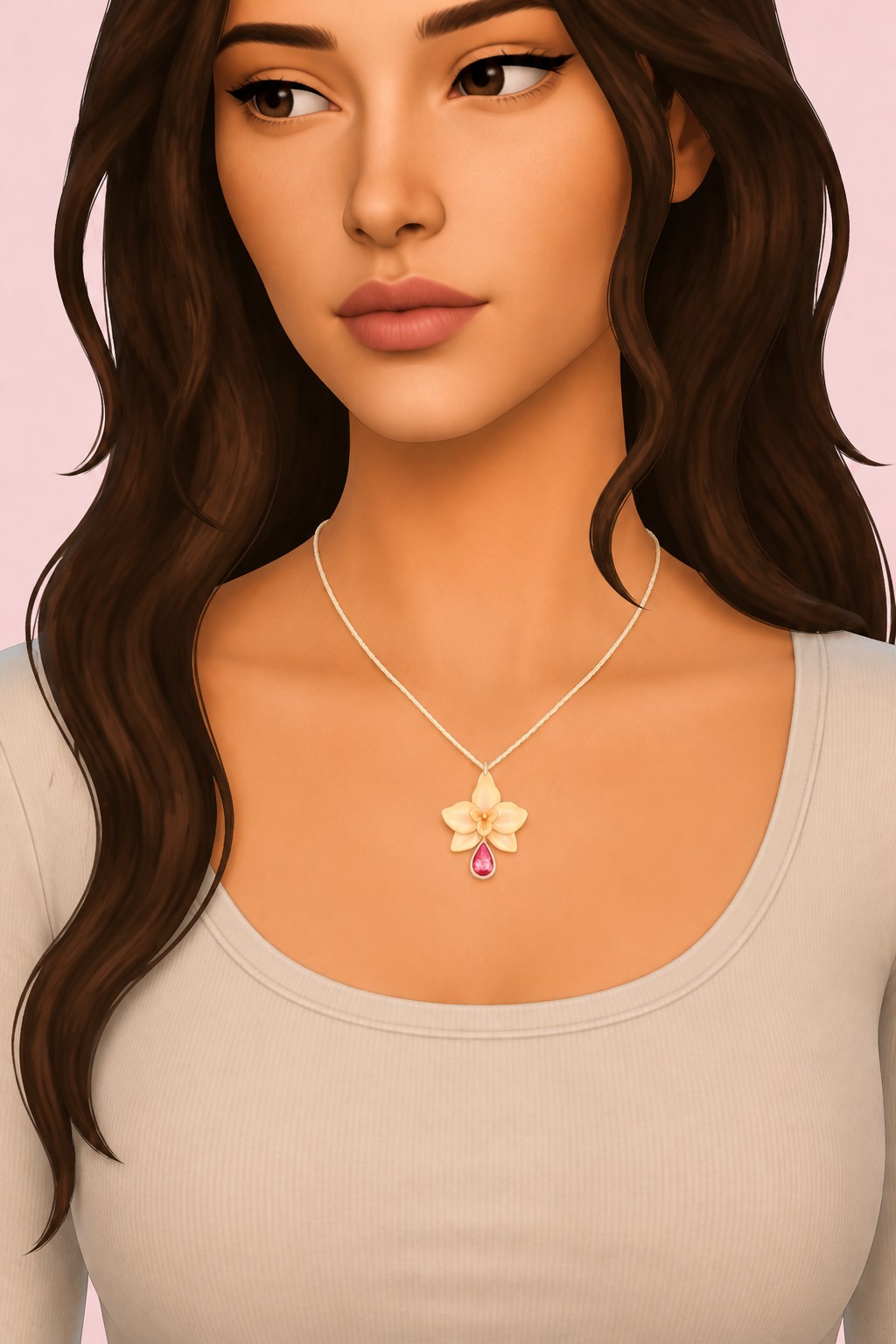 Orchid Necklace custom content (CC) for Sims 4 by serenitycc