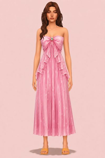 Florence Dress Long custom content (CC) for Sims 4 by Livixo