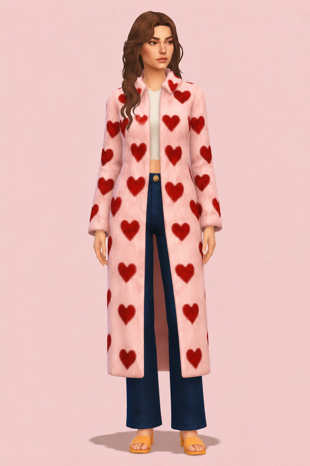 Fluffy Heart Coat custom content (CC) for Sims 4 by zeussim