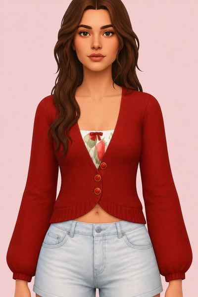 Sweet cardigan custom content (CC) for Sims 4 by zeussim