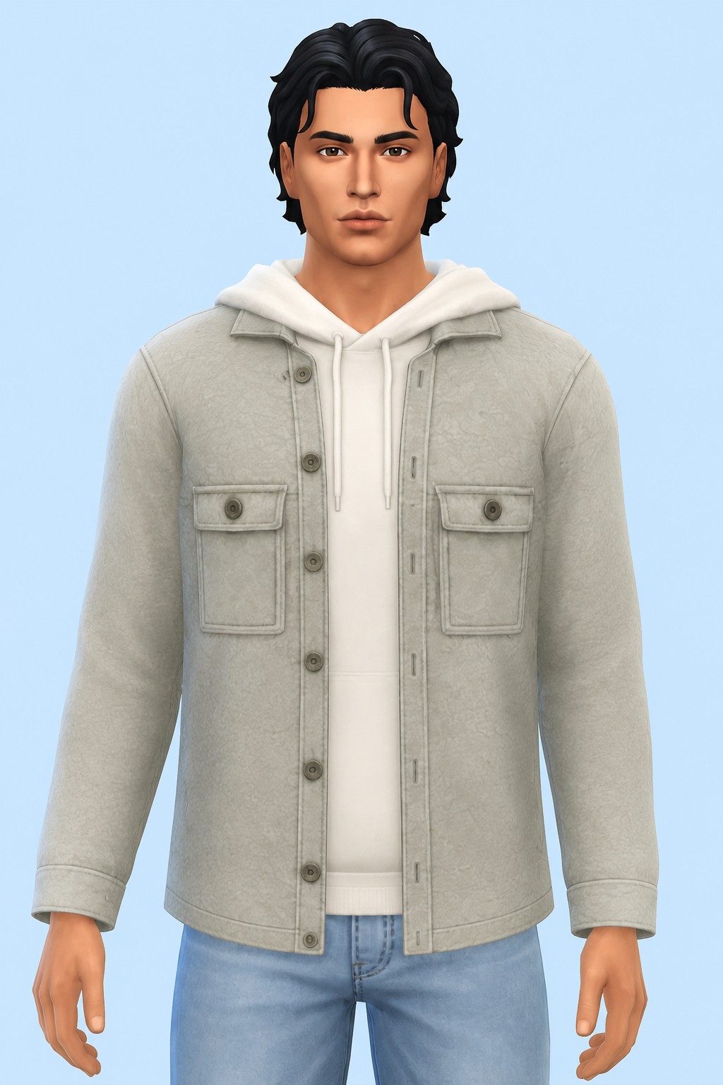 Sherpa Overshirt custom content (CC) for Sims 4 by LIJOUE