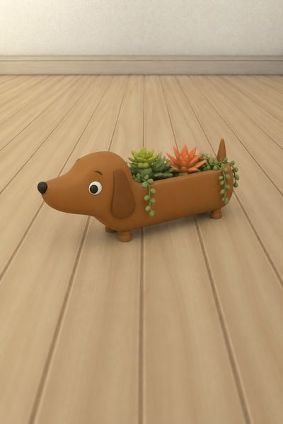 Daschound Planter custom content (CC) for Sims 4 by Kiwisim4