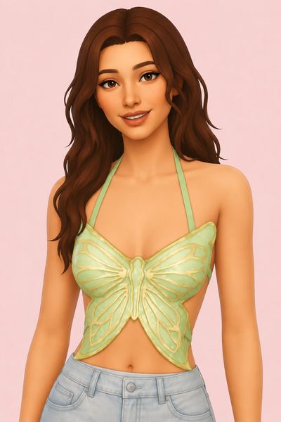 Butterfly Top custom content (CC) for Sims 4 by LIJOUE