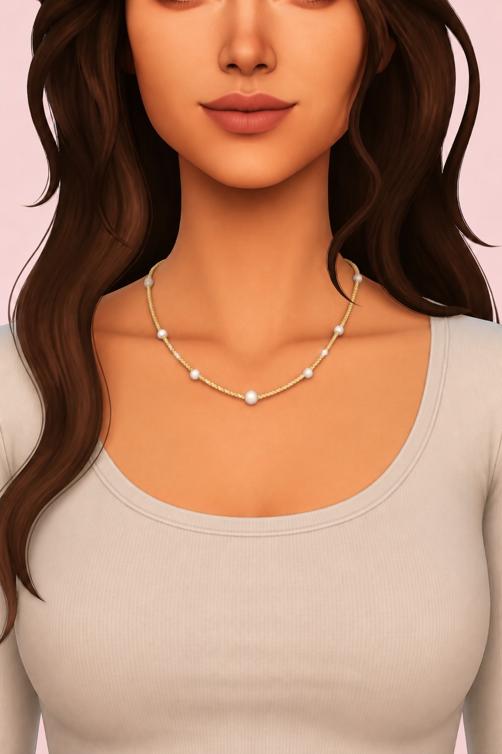 Pearly Necklace custom content (CC) for Sims 4 by huien
