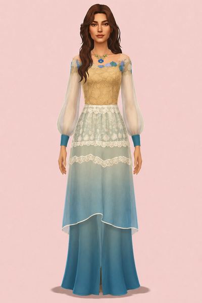 Roselle Dress custom content (CC) for Sims 4 by marsmerizingsims