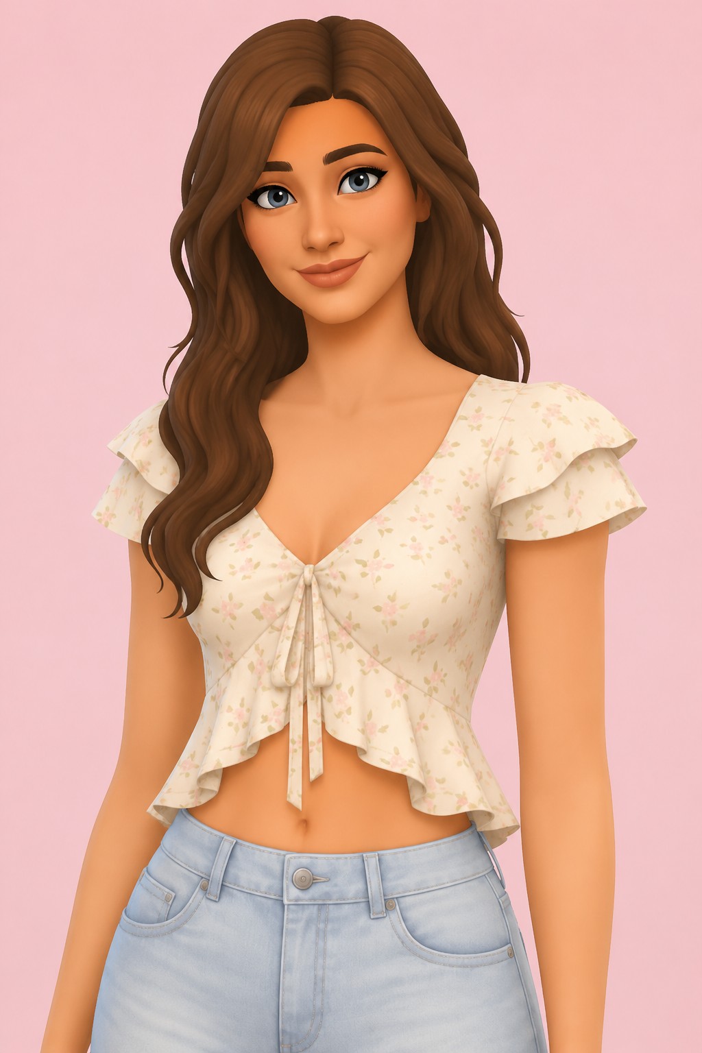 Sweet Meadow Top custom content (CC) for Sims 4 by miikocc