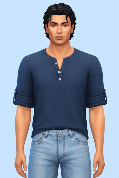 Cottage Living Shirt Rolled Sleeves Tuck custom content (CC) for Sims 4 by nucrests