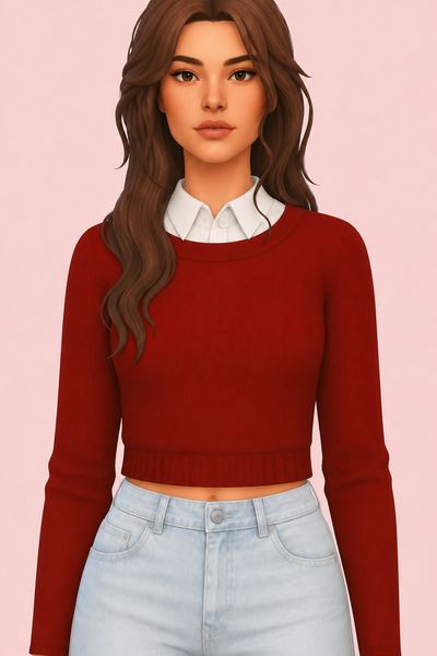 Blood Moon Sweater custom content (CC) for Sims 4 by Plumbique