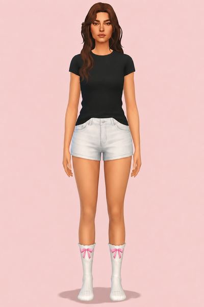 Bow Socks custom content (CC) for Sims 4 by LIJOUE
