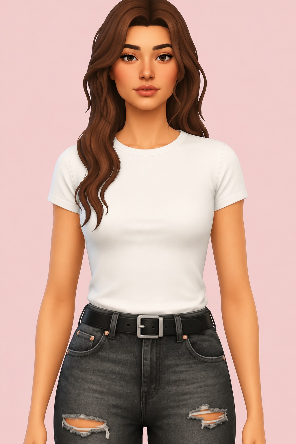 Cuffed Jeans Belt custom content (CC) for Sims 4 by LIJOUE