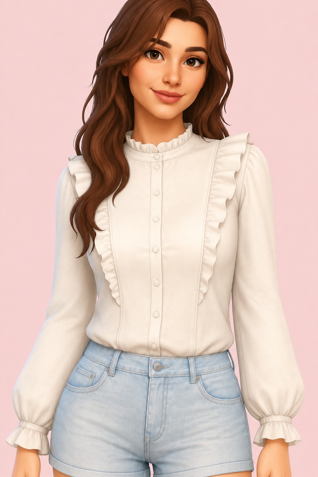 Ruffle Blouse custom content (CC) for Sims 4 by LIJOUE