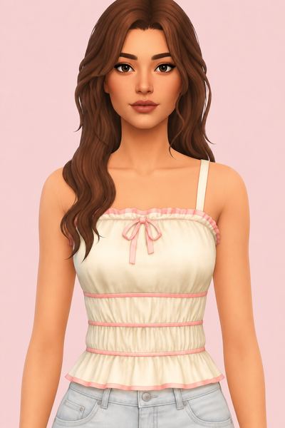 Tiered Cami custom content (CC) for Sims 4 by LIJOUE