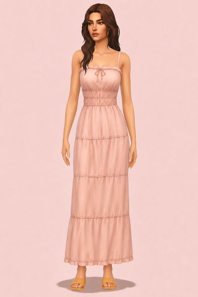 Tiered Dress custom content (CC) for Sims 4 by LIJOUE