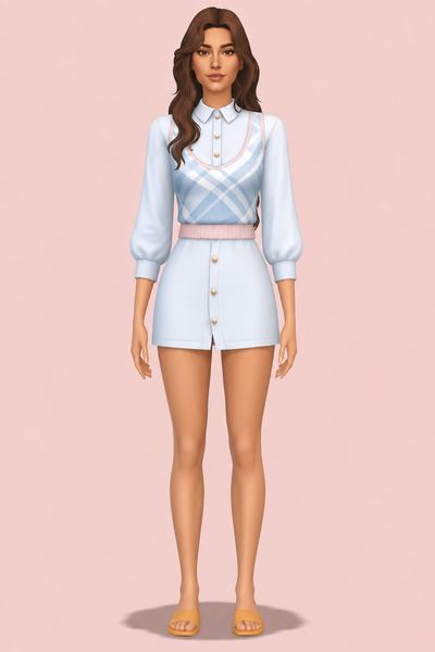 Everly Dress custom content (CC) for Sims 4 by huien