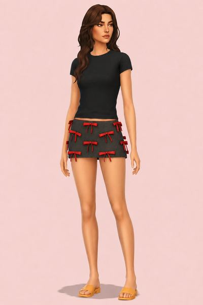 Dyanni bows mini skirt custom content (CC) for Sims 4 by Belaloallure1