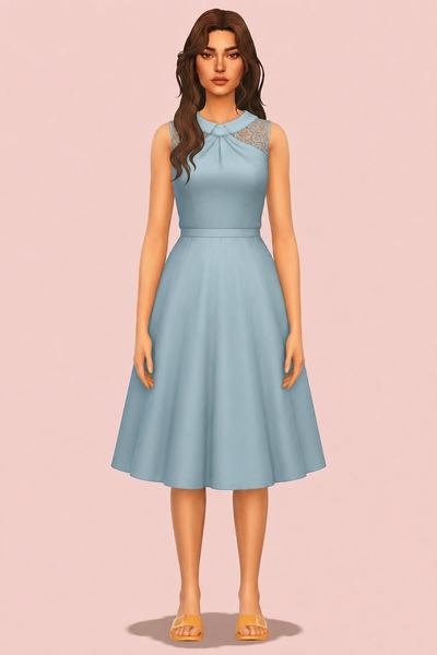 Earth Angel | A Late 1950s Party Dress custom content (CC) for Sims 4 by gilded_ghosts