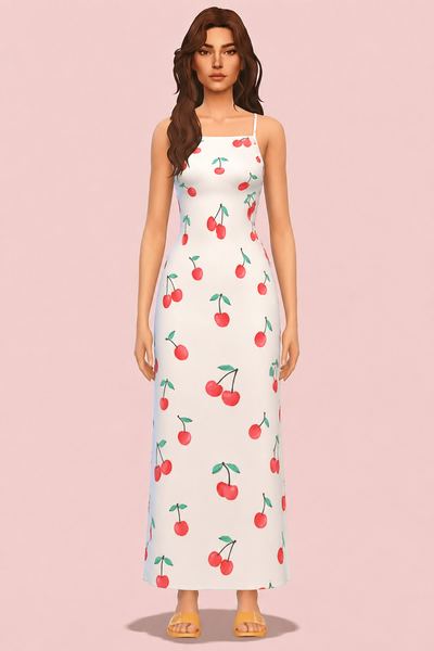 Willow Dress custom content (CC) for Sims 4 by nekochansimmer
