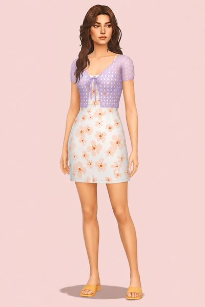 Flower Dress custom content (CC) for Sims 4 by caiocc