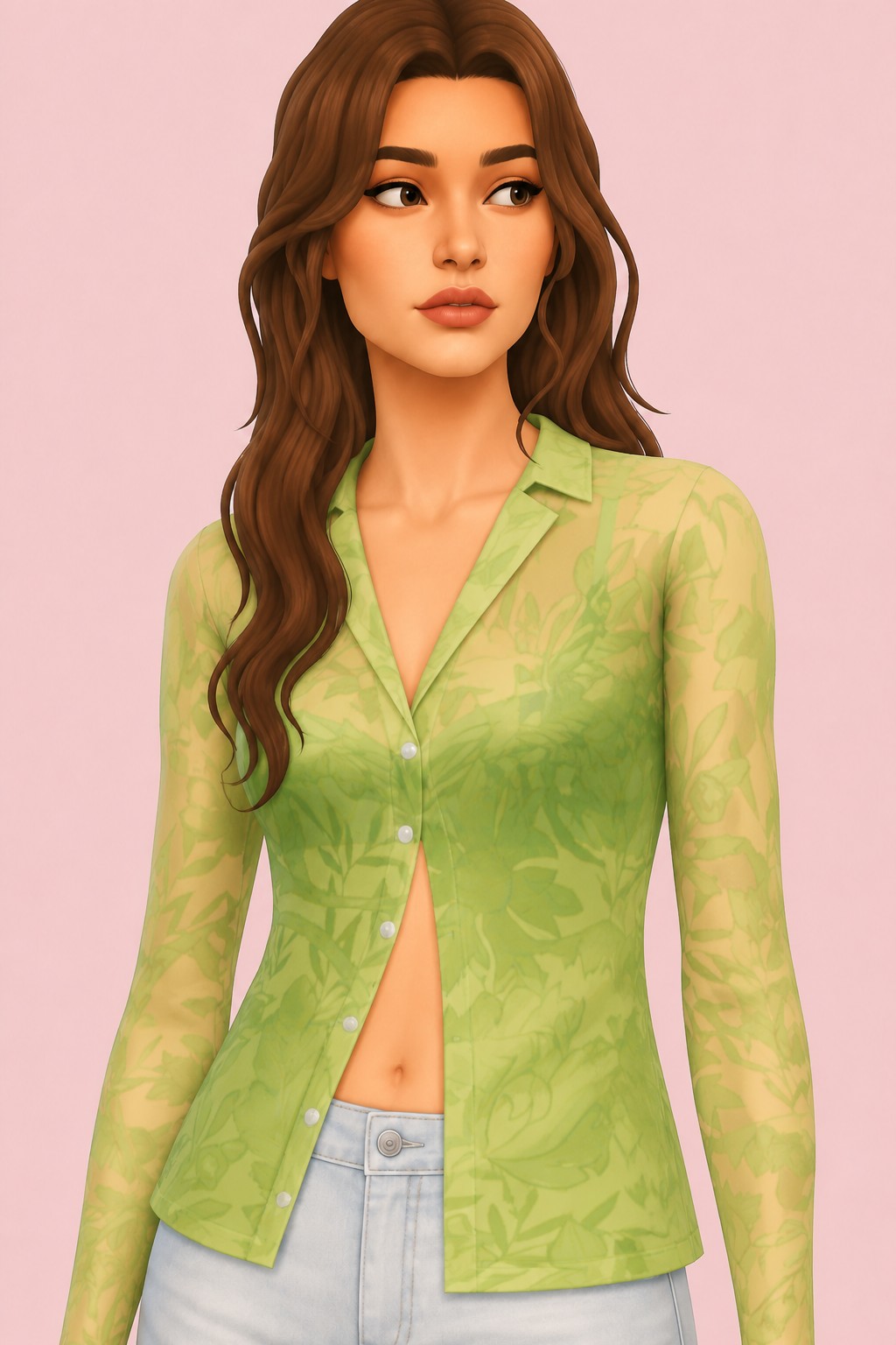 Spring Button Up custom content (CC) for Sims 4 by caiocc