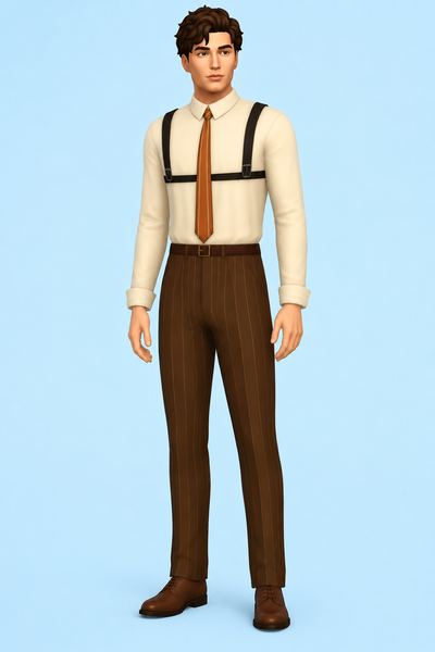 Almond Cookie Outfit (with Harness) custom content (CC) for Sims 4 by HappyLifeSims